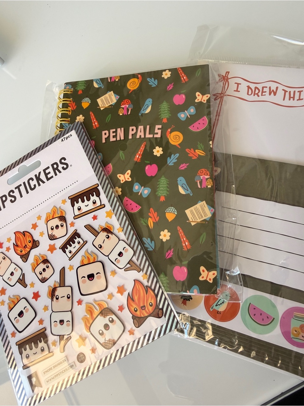 Pipstickers Summer Camp Pen Pals Spiral Notebook, Stickers and Letter Bundle